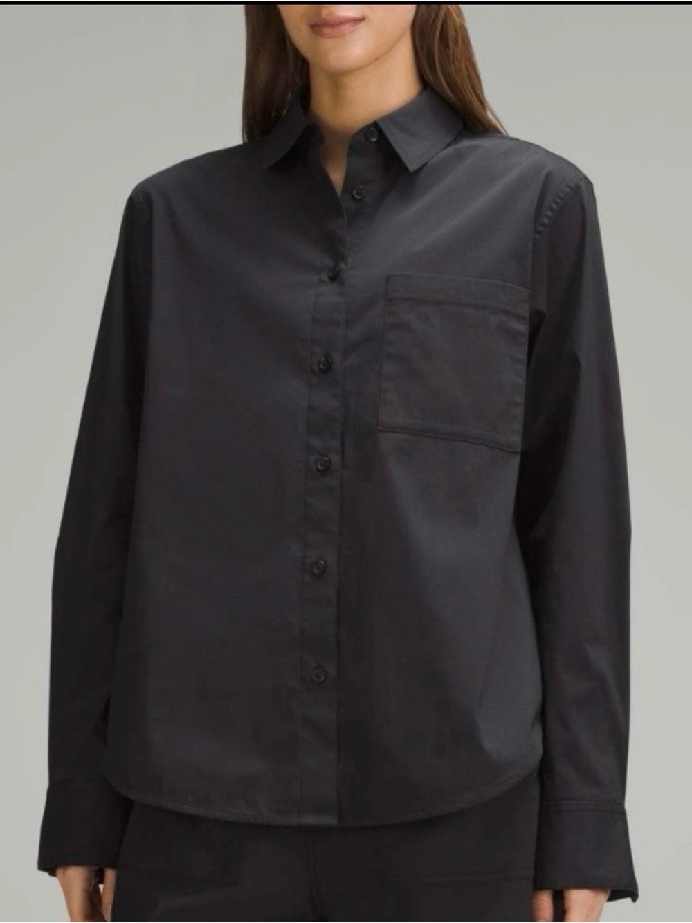 Lululemon Relaxed-Fit Cotton-Blend Poplin Button-Down Shirt Black Size S